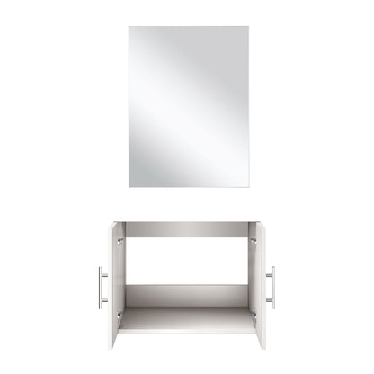 Glossy White Bathroom Vanity with Mirror - 24 Inch Wide
