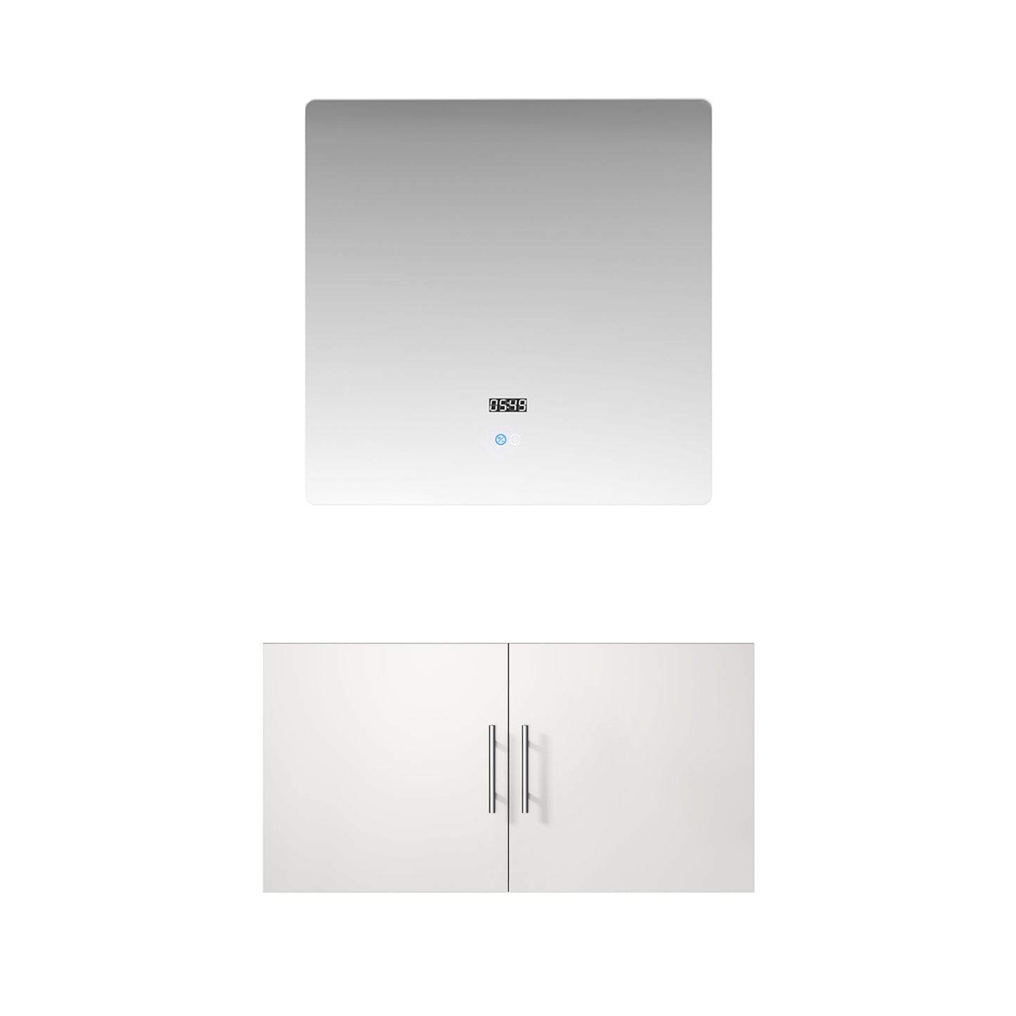 Glossy White Bathroom Vanity with Mirror - 36" W