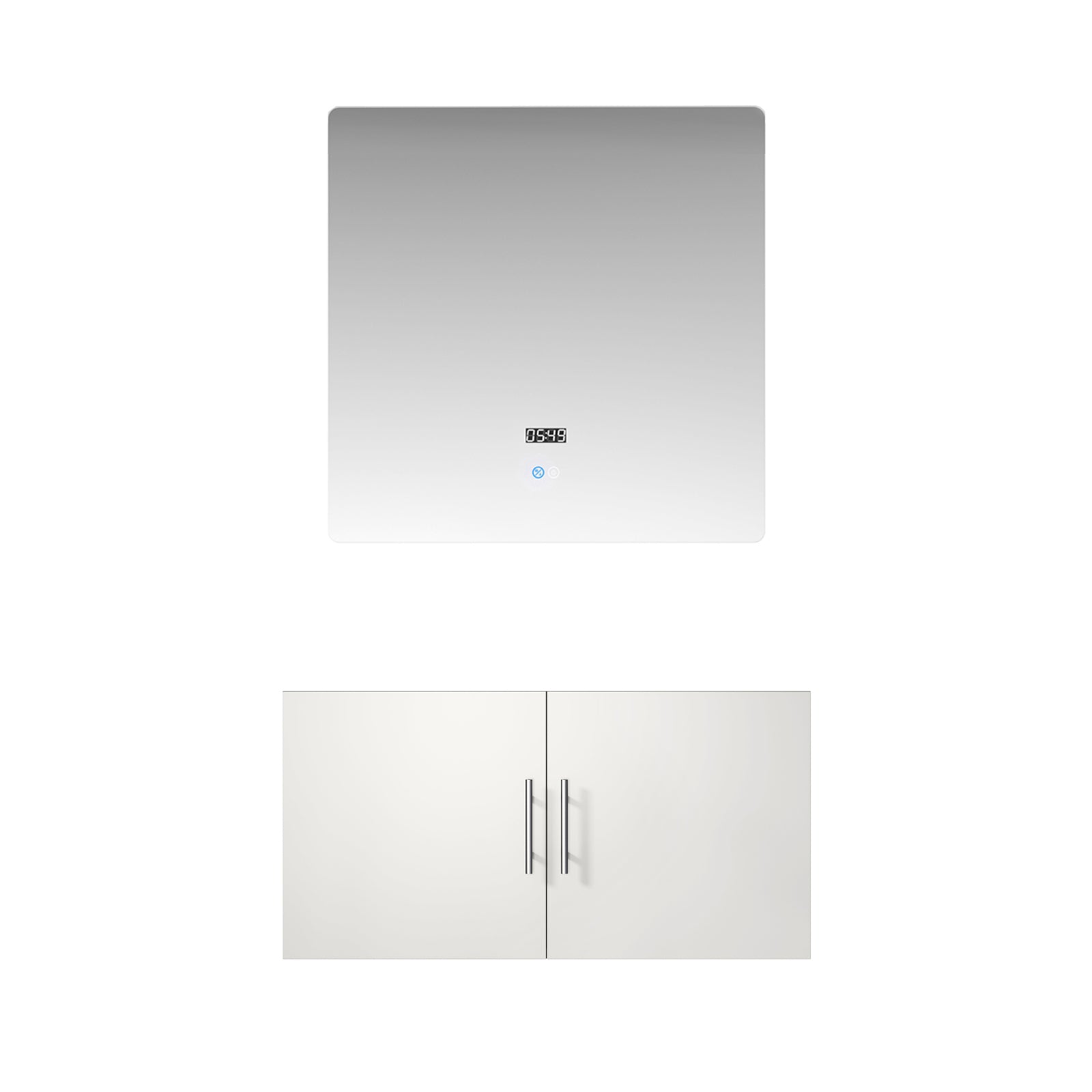 Glossy White Bathroom Vanity with Mirror - 36" W