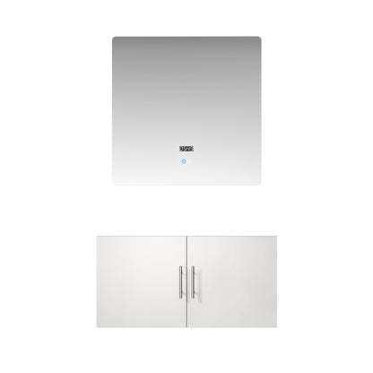 Glossy White Bathroom Vanity with Mirror - 36" W