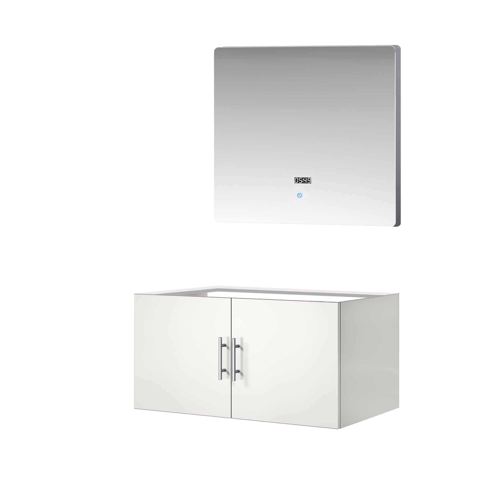 Glossy White Bathroom Vanity with Mirror - 36" W
