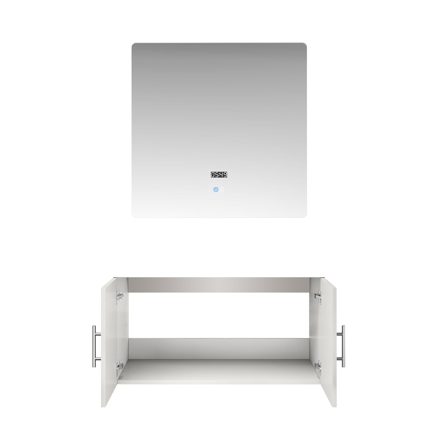Glossy White Bathroom Vanity with Mirror - 36" W