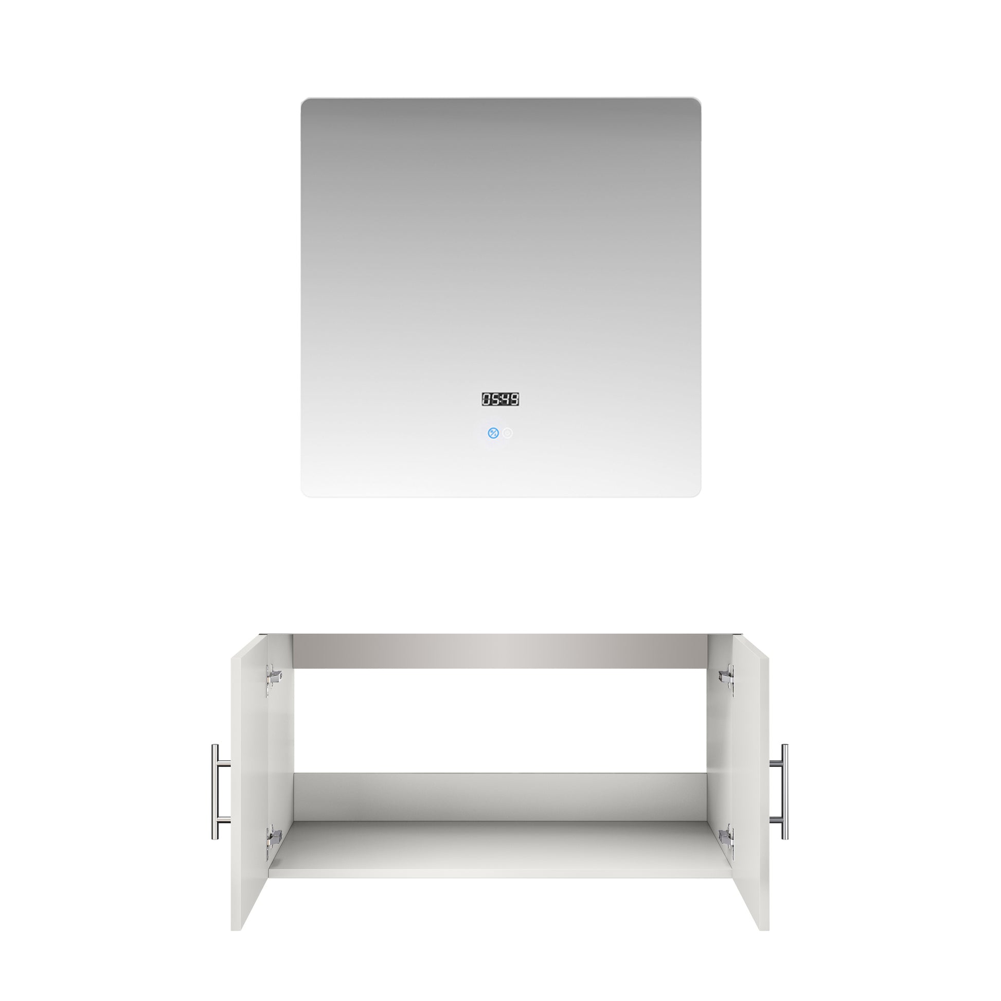 Glossy White Bathroom Vanity with Mirror - 36" W