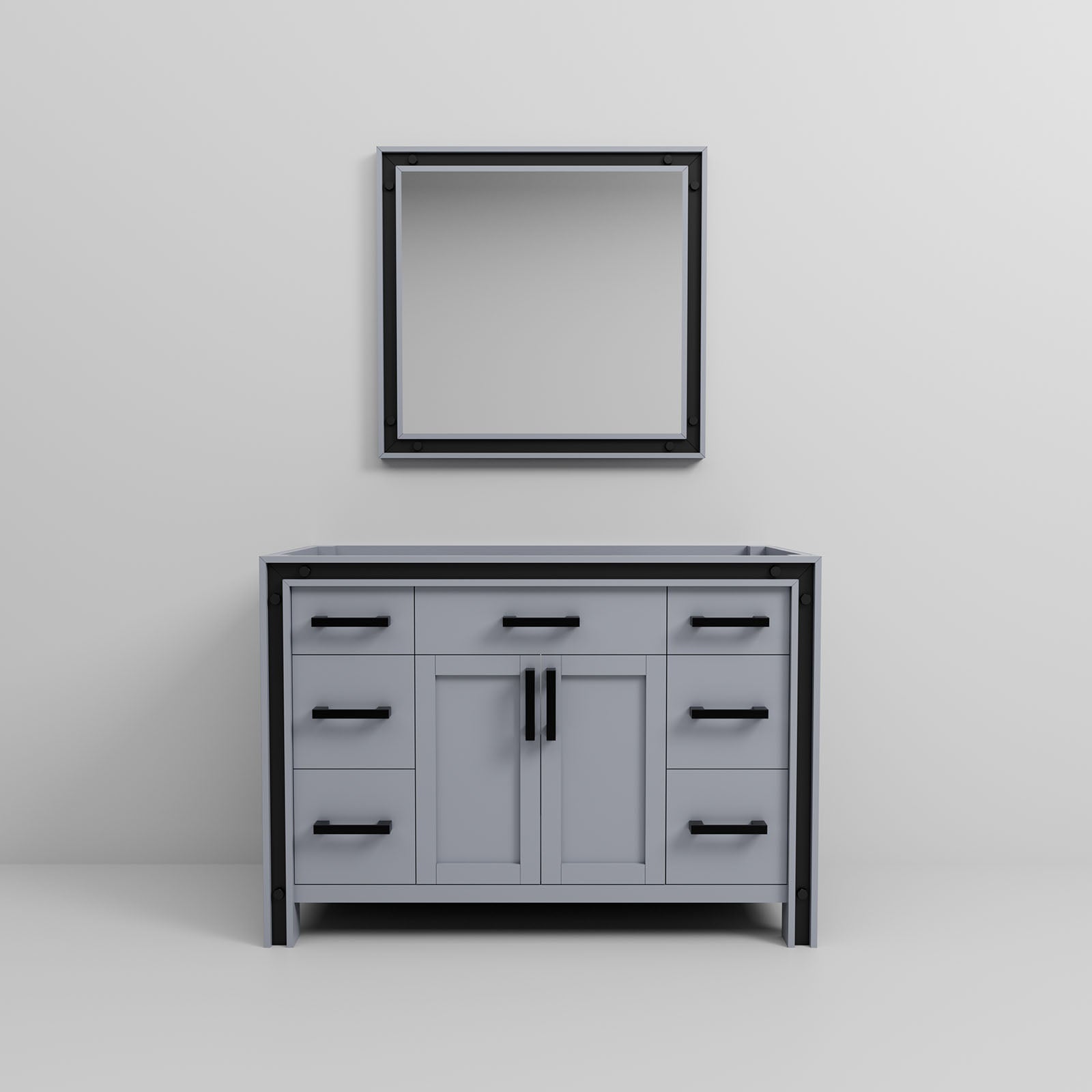 Dark Grey Bathroom Vanity with Mirror - 48" Wide