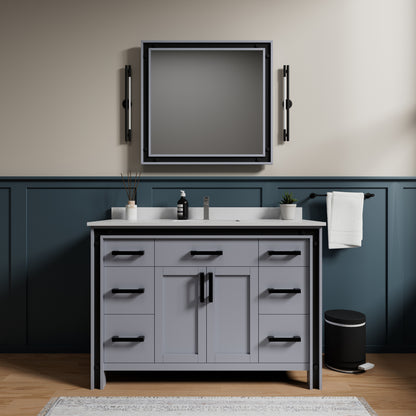 Dark Grey Bathroom Vanity with Mirror - 48" Wide
