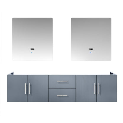 Dark Grey Double Bath Vanity with Mirrors - 72" W Storage Cabinet for Bathroom