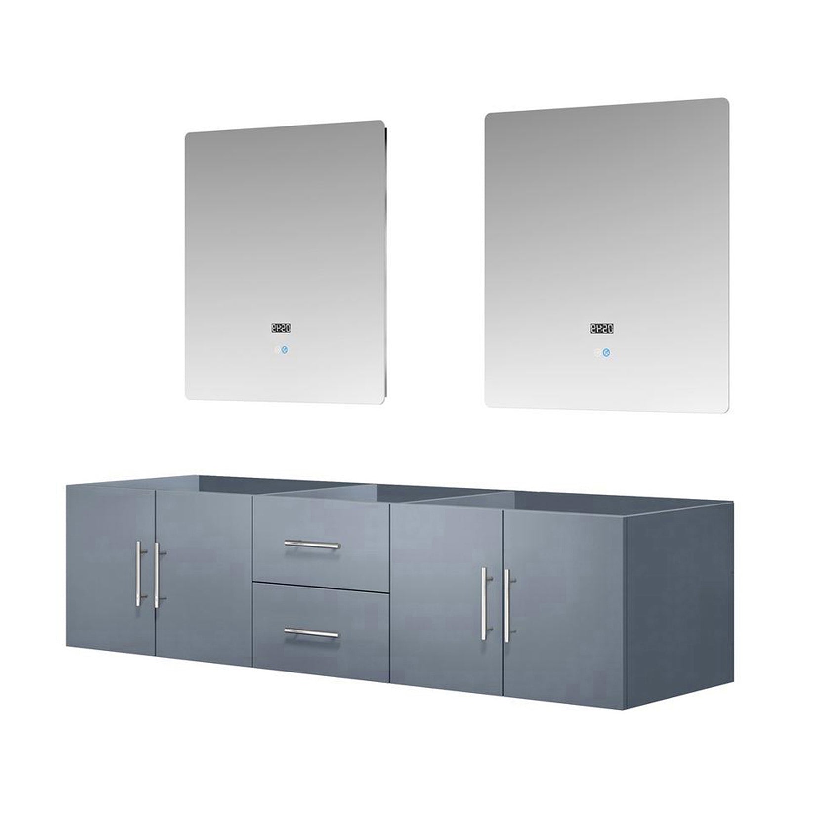 Dark Grey Double Bath Vanity with Mirrors - 72" W Storage Cabinet for Bathroom