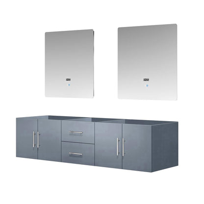 Dark Grey Double Bath Vanity with Mirrors - 72" W Storage Cabinet for Bathroom