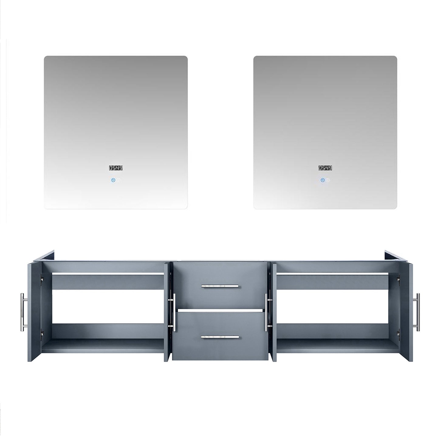 Dark Grey Double Bath Vanity with Mirrors - 72" W Storage Cabinet for Bathroom