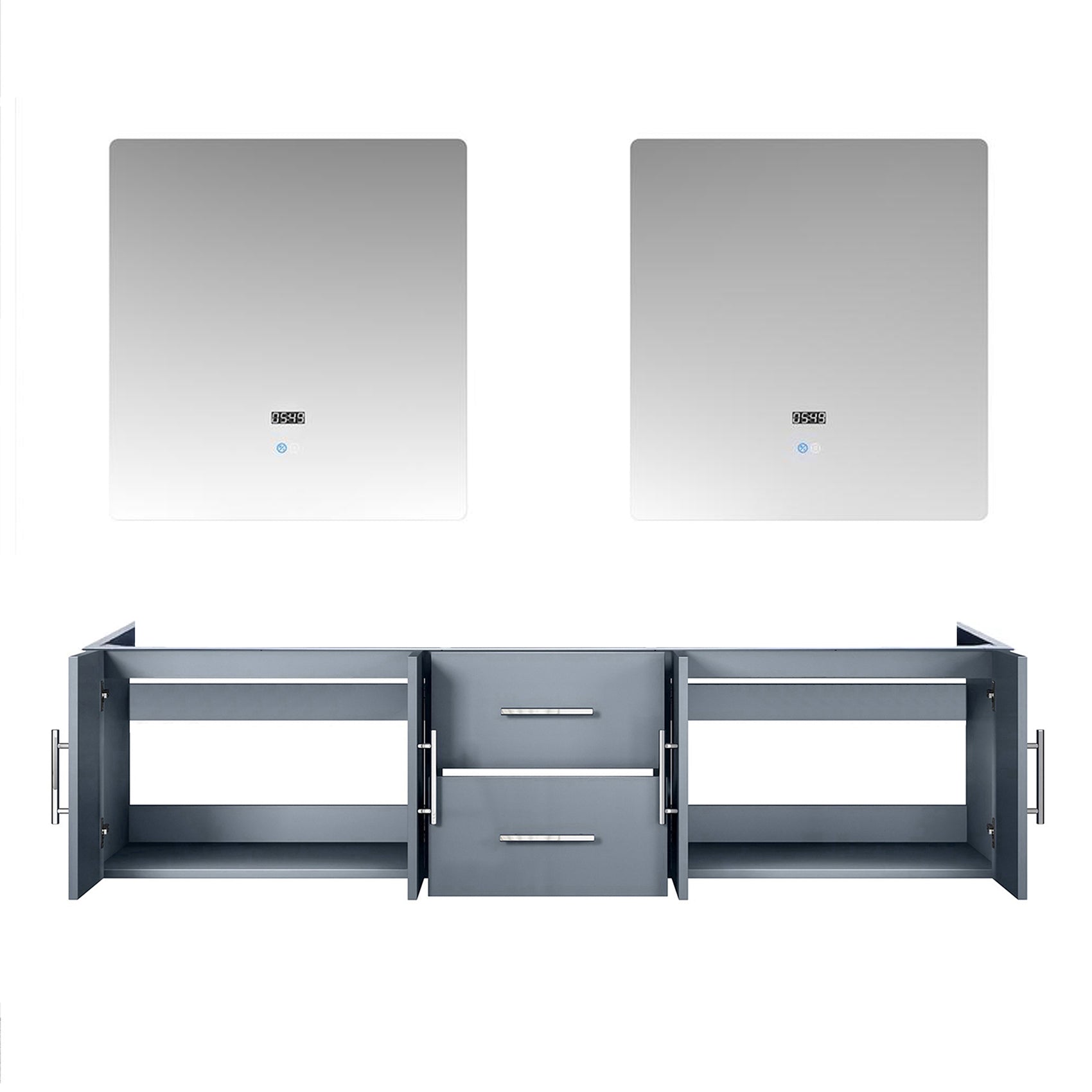 Dark Grey Double Bath Vanity with Mirrors - 72" W Storage Cabinet for Bathroom