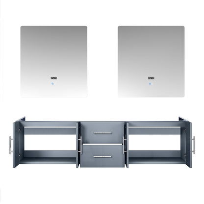 Dark Grey Double Bath Vanity with Mirrors - 72" W Storage Cabinet for Bathroom