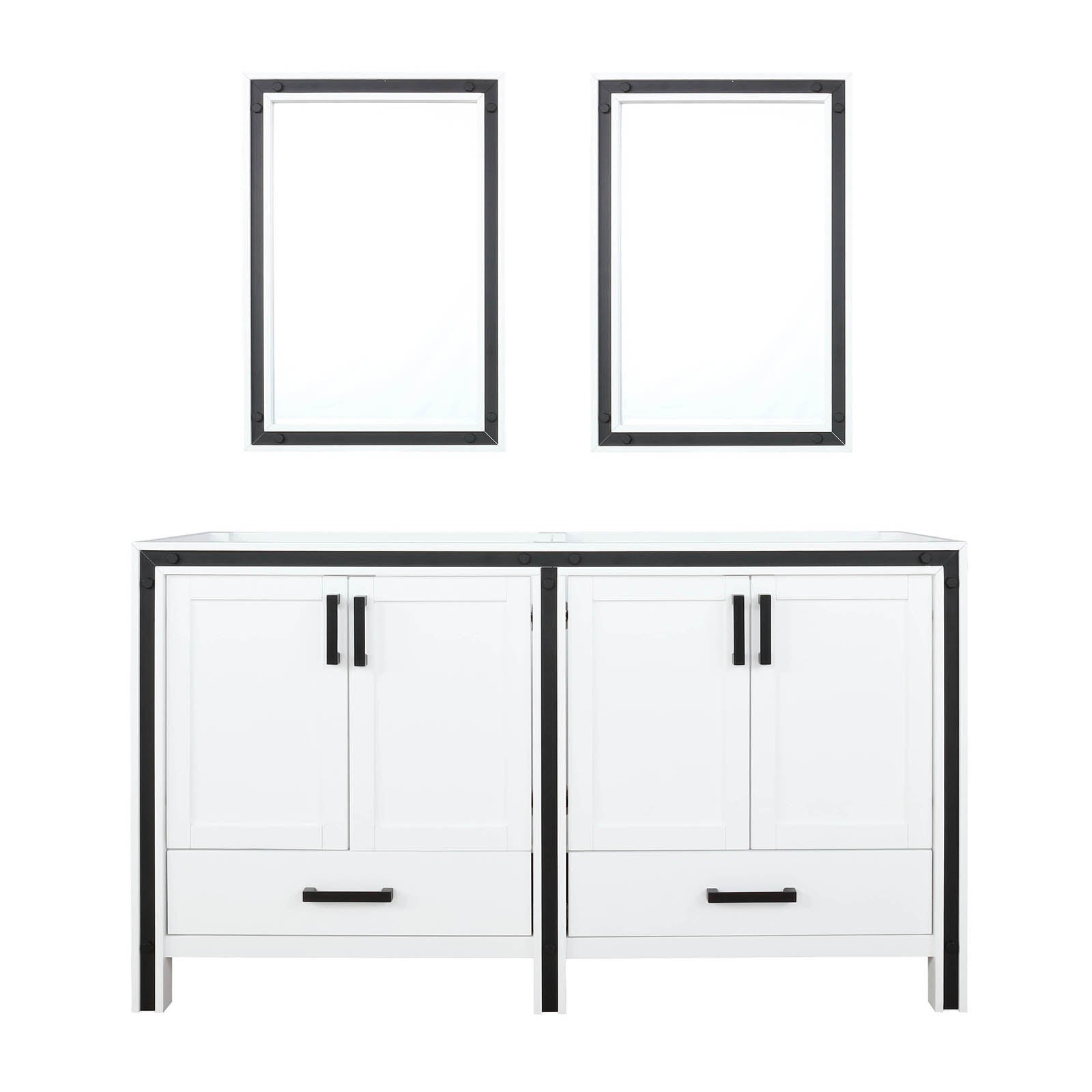 White Double Bath Vanity with Storage - 60" Wide