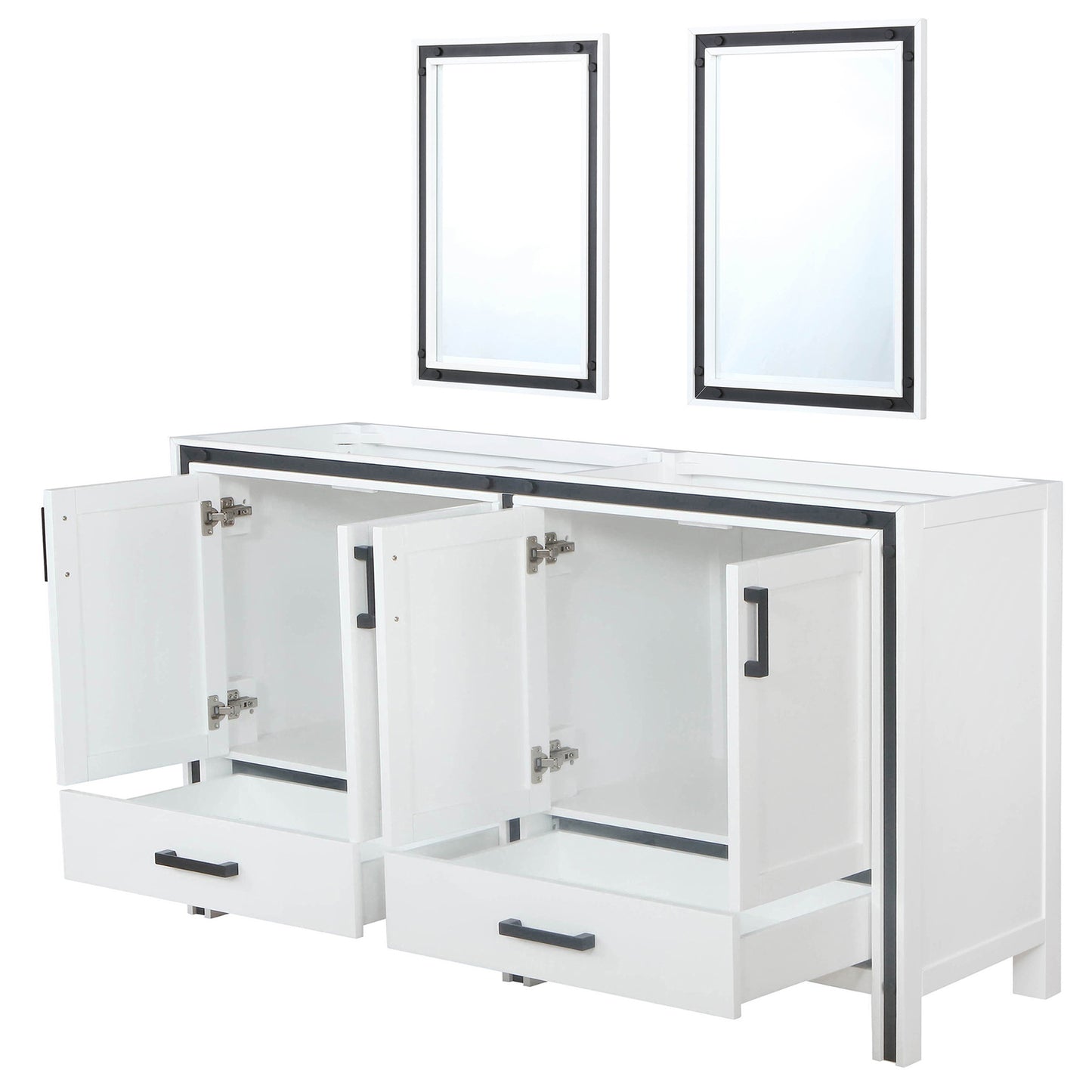 White Double Bath Vanity with Storage - 60" Wide