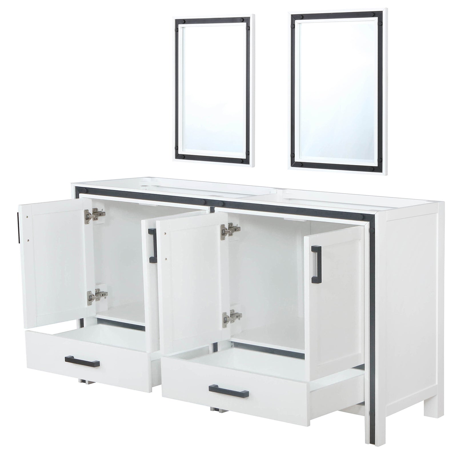 White Double Bath Vanity with Storage - 60" Wide