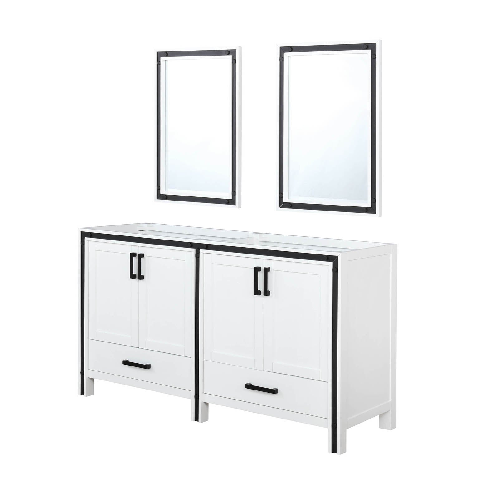 White Double Bath Vanity with Storage - 60" Wide