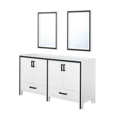 White Double Bath Vanity with Storage - 60" Wide