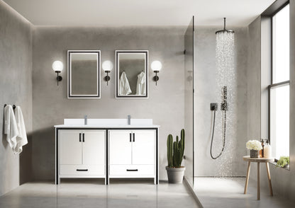White Double Bath Vanity 60 in. W x 22 in. D, and 22 in. Mirrors