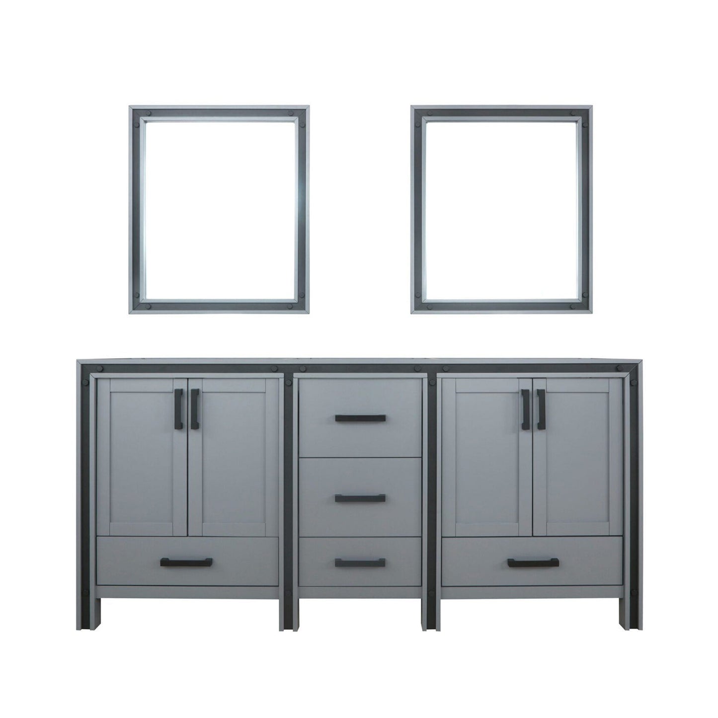 Dark Grey Double Bath Vanity with Mirror - 72" Wide for Bathroom