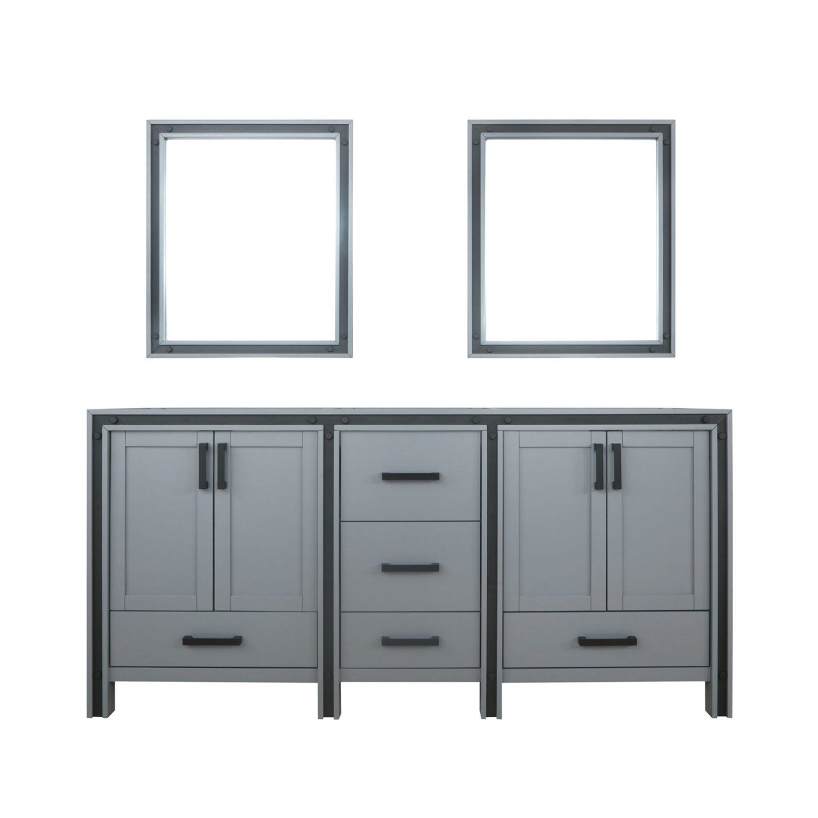 Dark Grey Double Bath Vanity with Mirror - 72" Wide for Bathroom