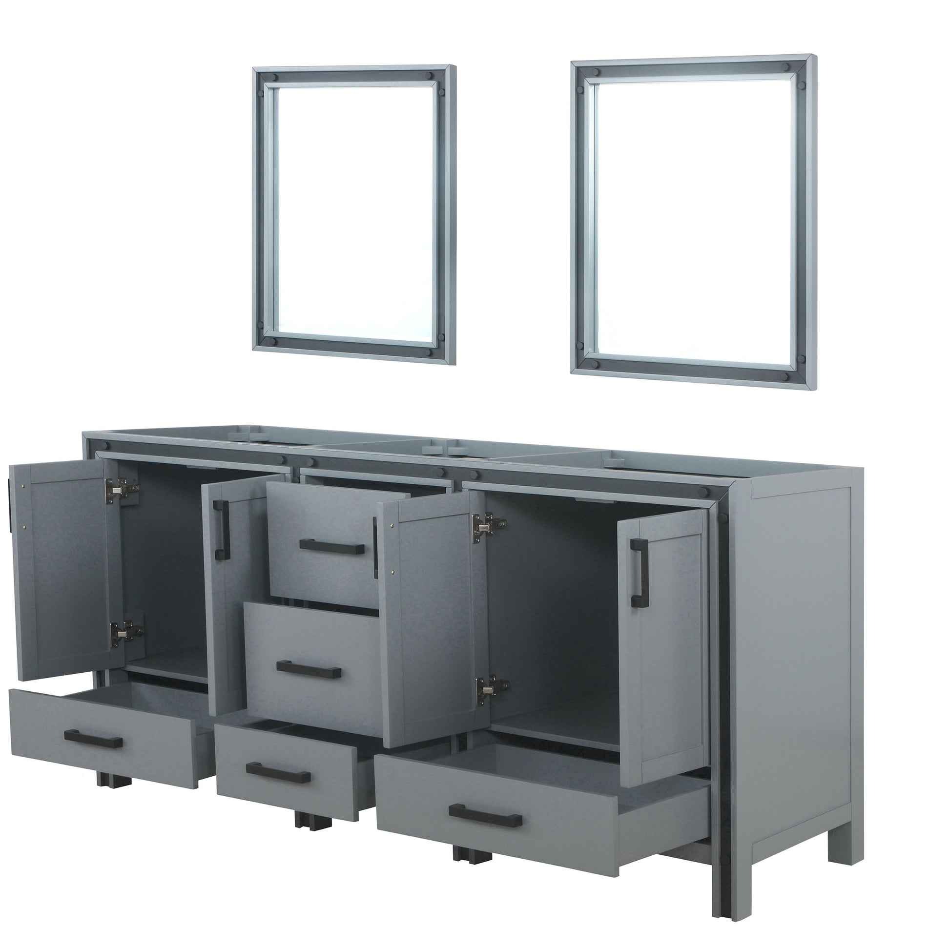 Dark Grey Double Bath Vanity with Mirror - 72" Wide for Bathroom