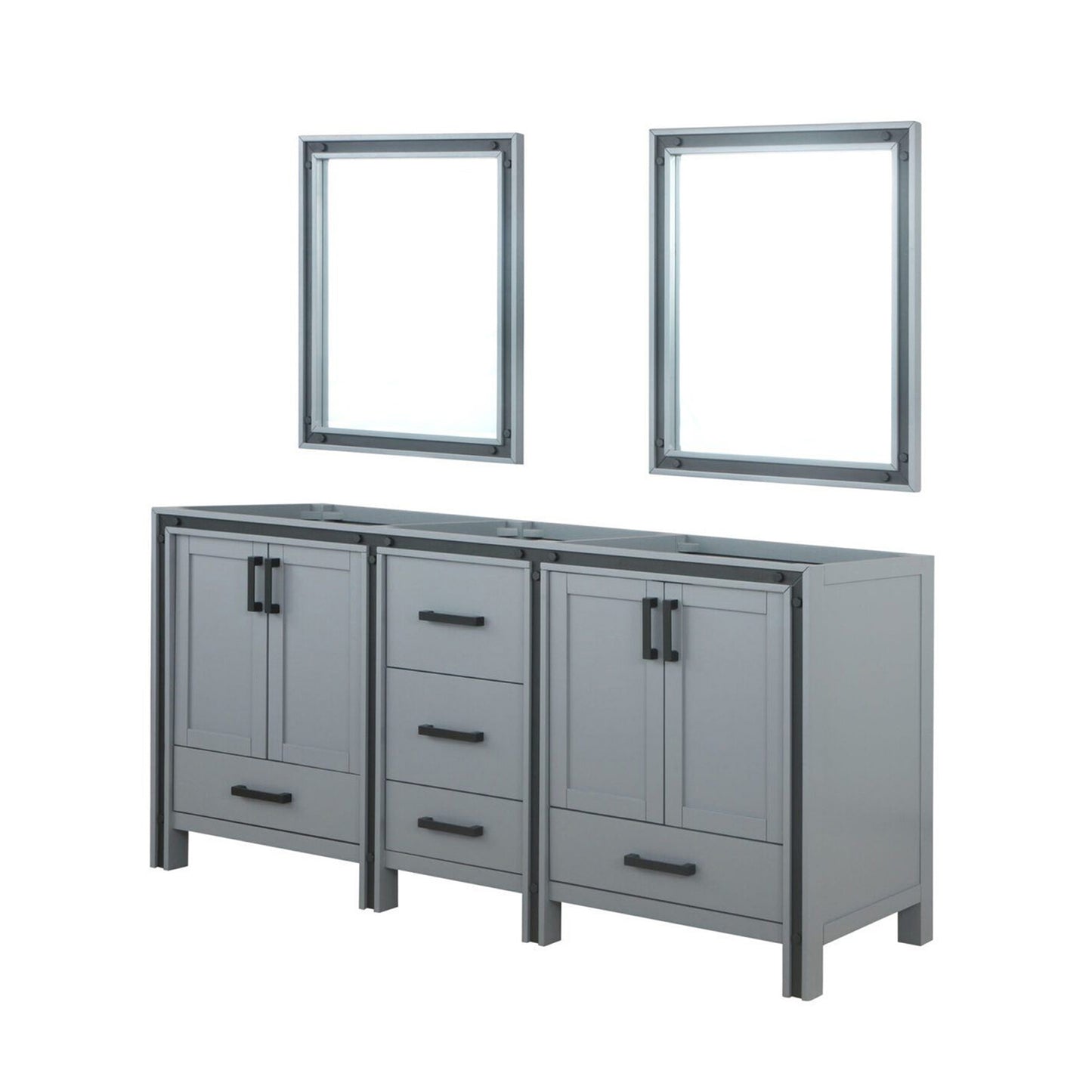 Dark Grey Double Bath Vanity with Mirror - 72" Wide for Bathroom