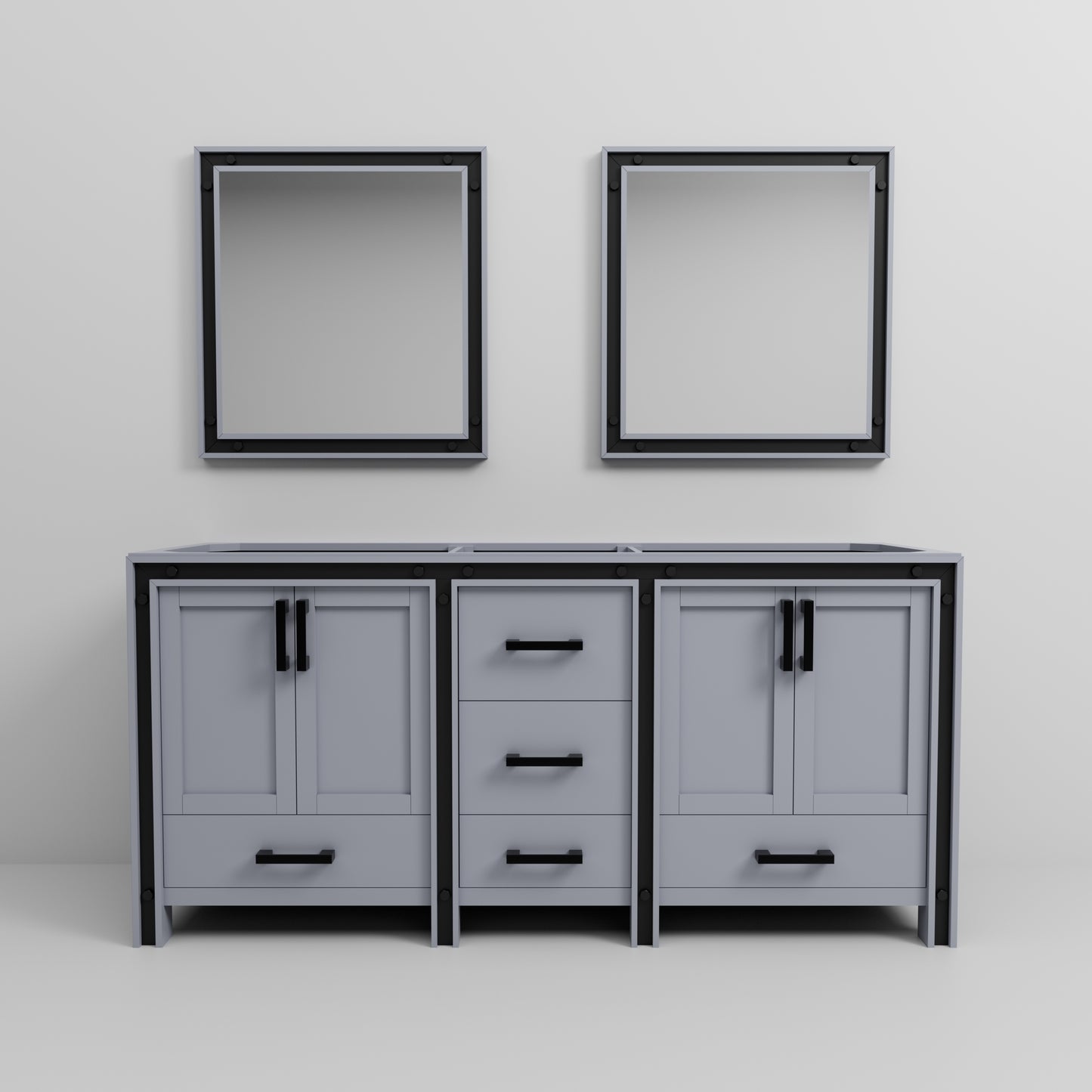 Dark Grey Double Bath Vanity with Mirror - 72" Wide for Bathroom