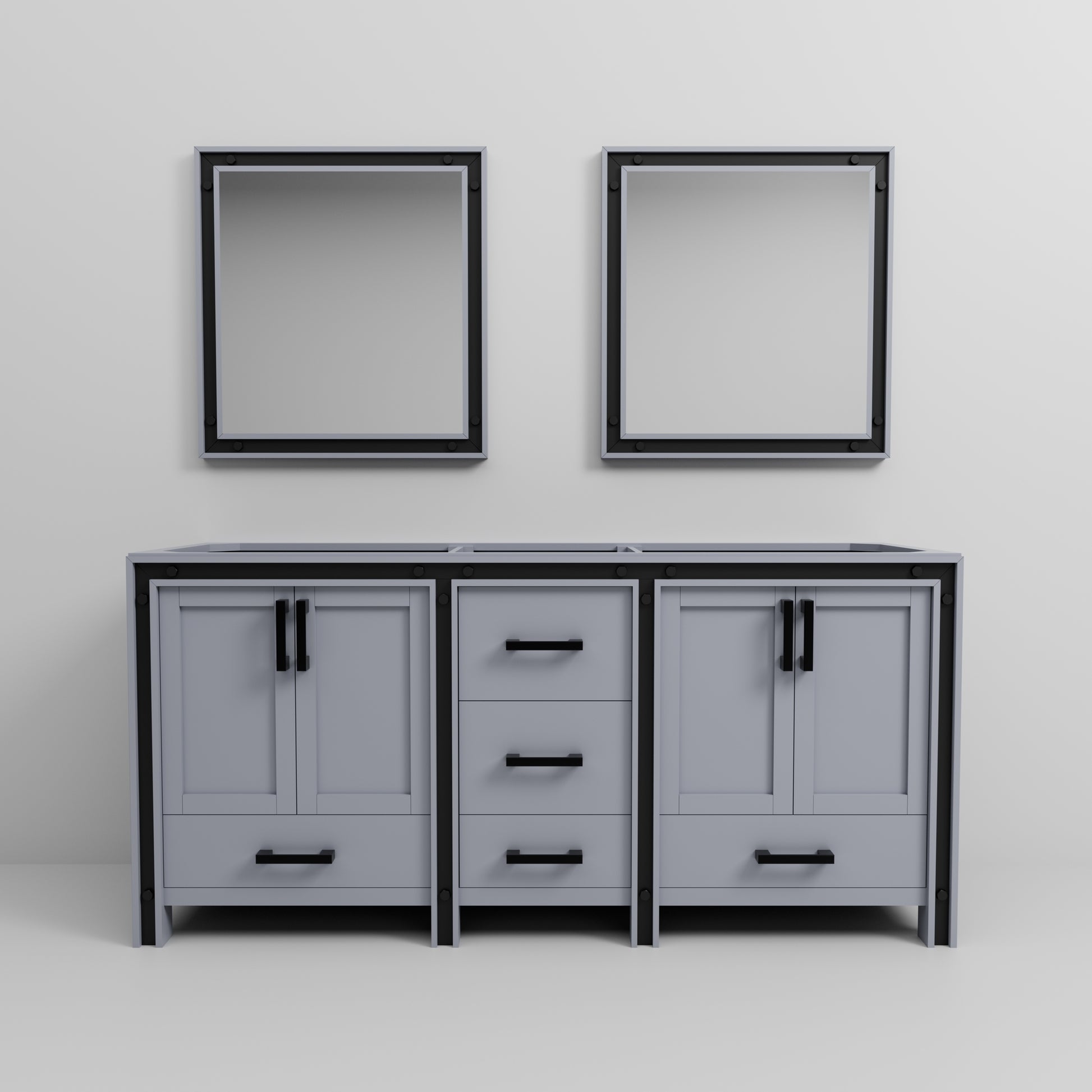 Dark Grey Double Bath Vanity with Mirror - 72" Wide for Bathroom