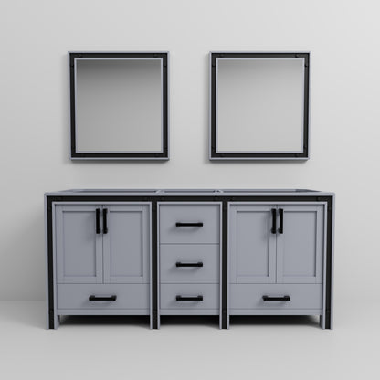 Dark Grey Double Bath Vanity with Mirror - 72" Wide for Bathroom