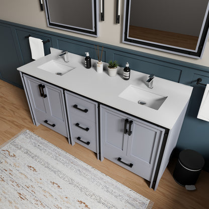 Dark Grey Double Bath Vanity with Mirror - 72" Wide for Bathroom