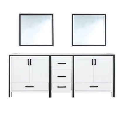 White Bathroom Vanity with Two Cabinets & Mirrors