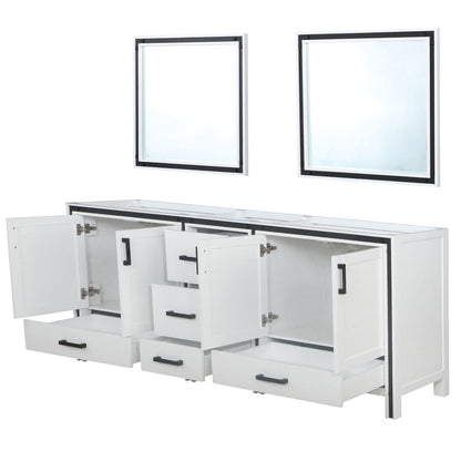 White Bathroom Vanity with Two Cabinets & Mirrors