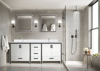 White Double Bath Vanity 84 in. W x 22 in. D, and 34 in. Mirrors