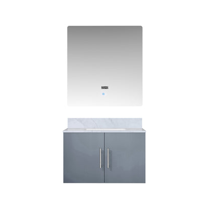 Dark Grey Bathroom Vanity with Marble Top & Mirror