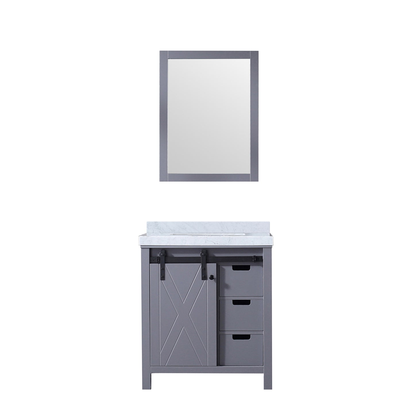 Dark Grey Bathroom Vanity with Marble Top & Mirror