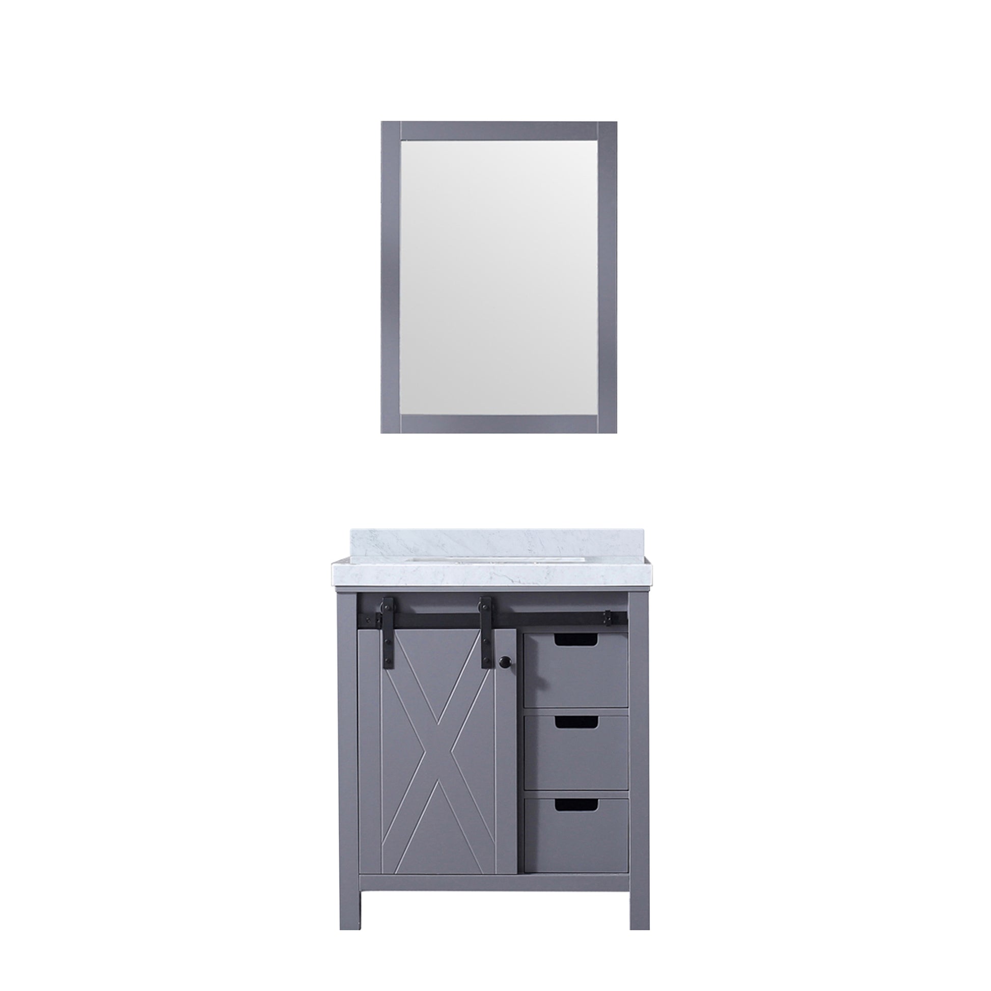 Dark Grey Bathroom Vanity with Marble Top & Mirror