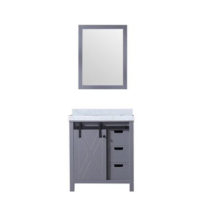 Dark Grey Bathroom Vanity with Marble Top & Mirror