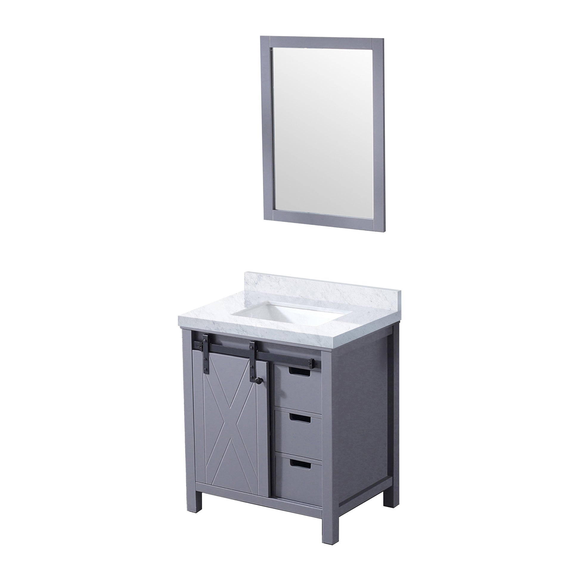 Dark Grey Bathroom Vanity with Marble Top & Mirror