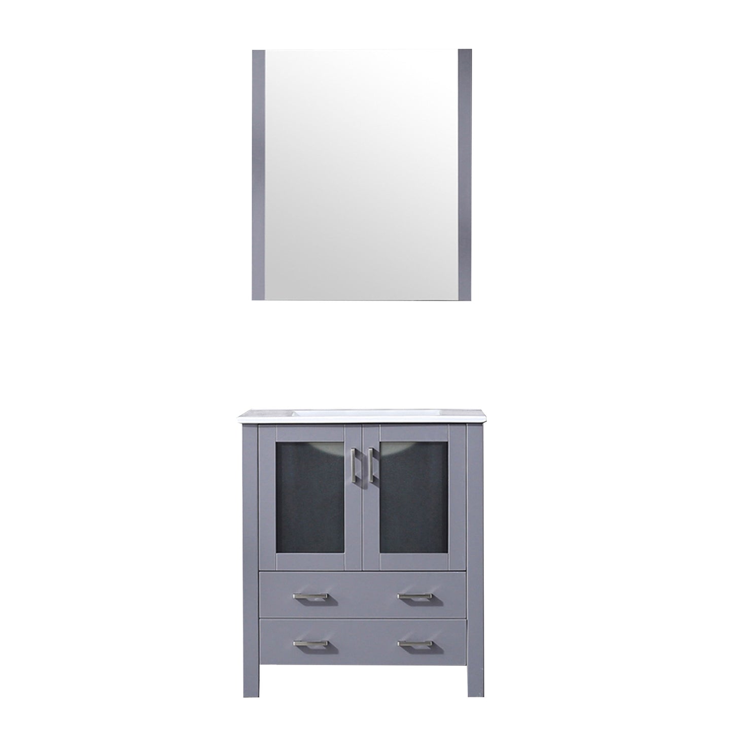 Dark Grey Bathroom Vanity with Storage - 30" W Mirror