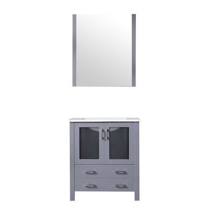 Dark Grey Bathroom Vanity with Storage - 30" W Mirror