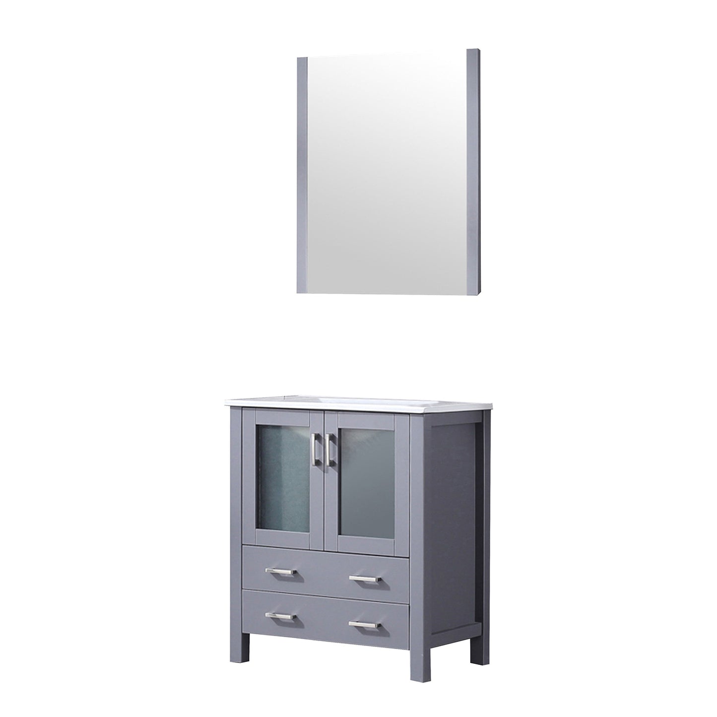 Dark Grey Bathroom Vanity with Storage - 30" W Mirror