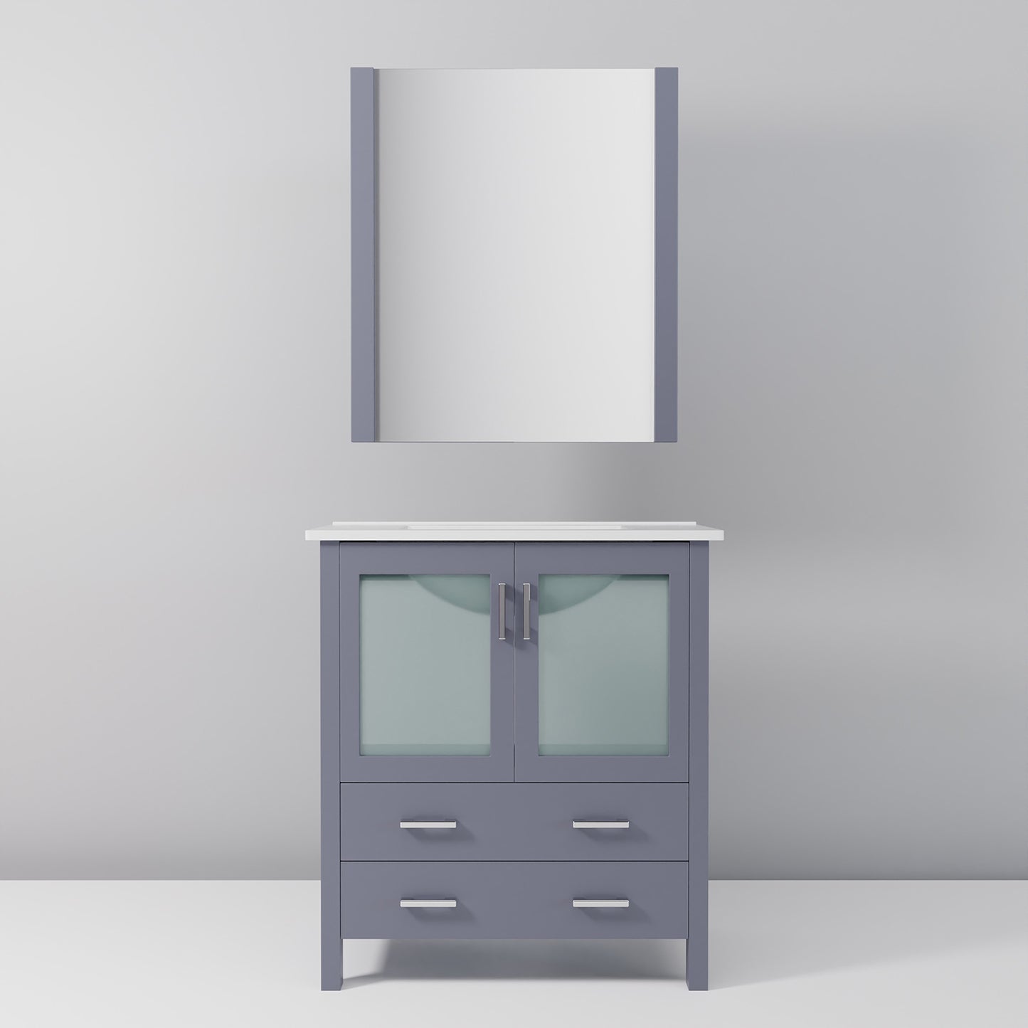 Dark Grey Bathroom Vanity with Storage - 30" W Mirror