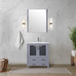 Dark Grey Bath Vanity 30 in. W x 18.25 in. D, White Ceramic Top, and 28 in. Mirror