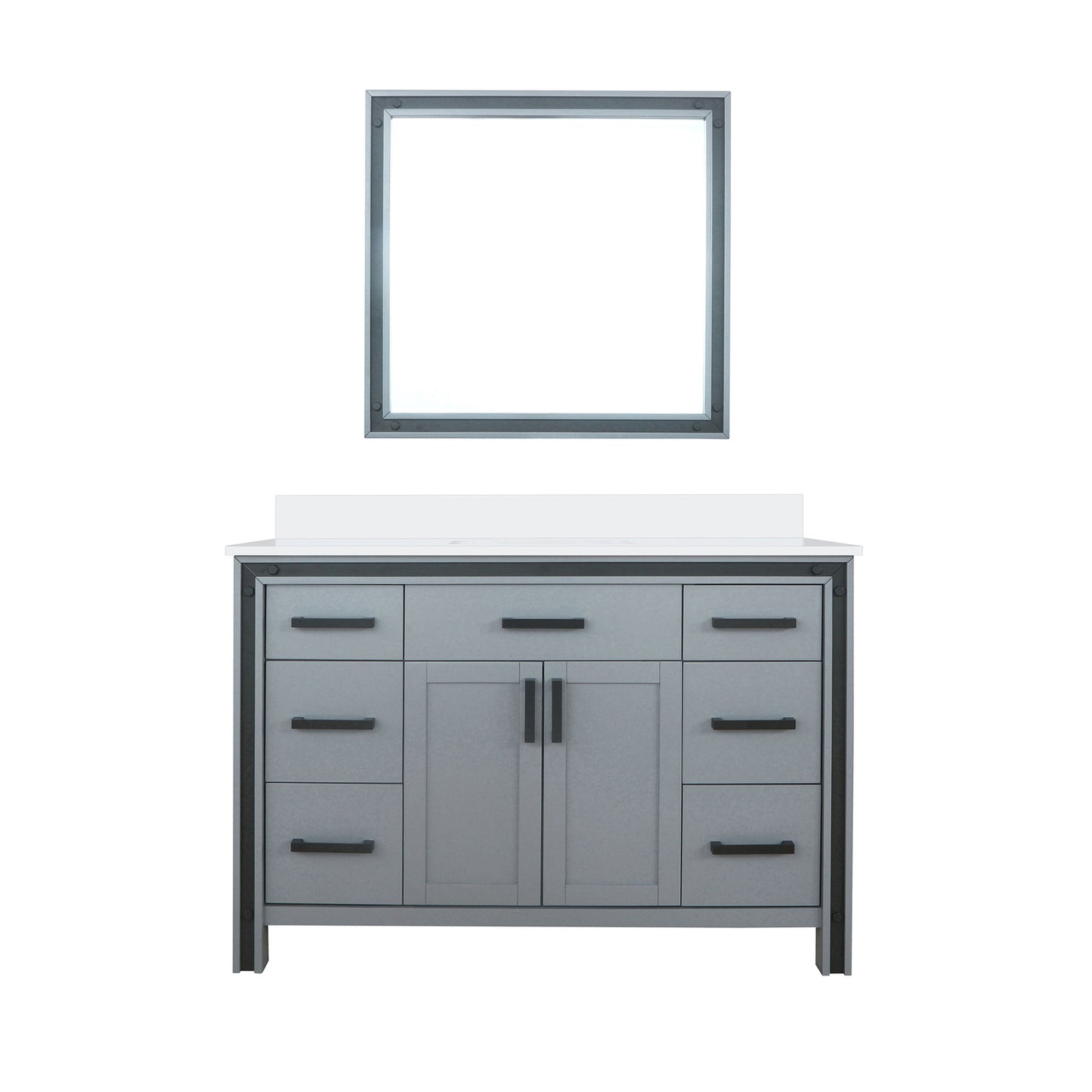 Dark Grey Wood Bathroom Vanity with Quartz Top for Bathroom Renovation