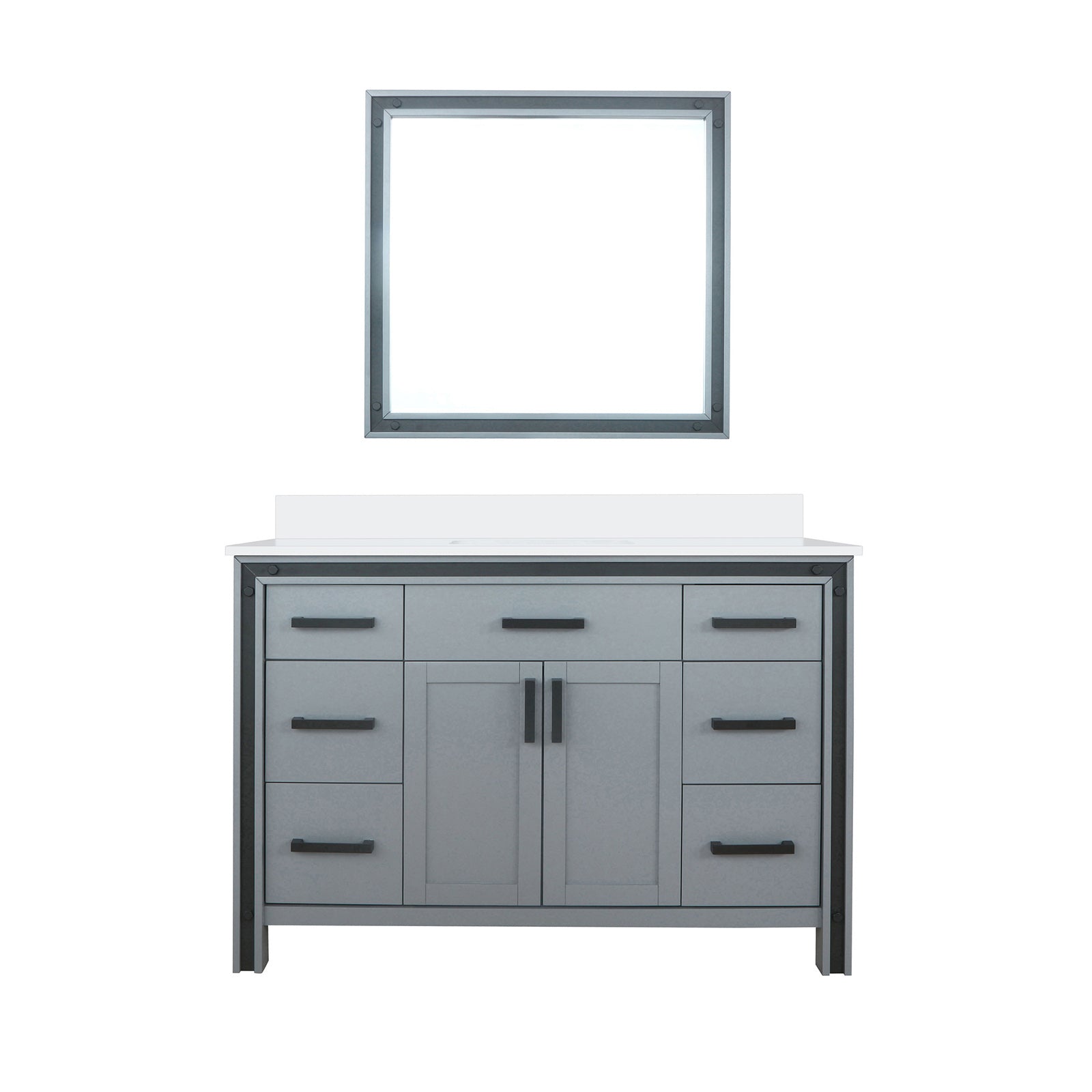 Dark Grey Wood Bathroom Vanity with Quartz Top for Bathroom Renovation