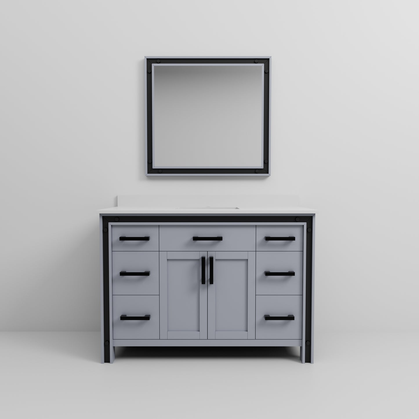 Dark Grey Wood Bathroom Vanity with Quartz Top for Bathroom Renovation