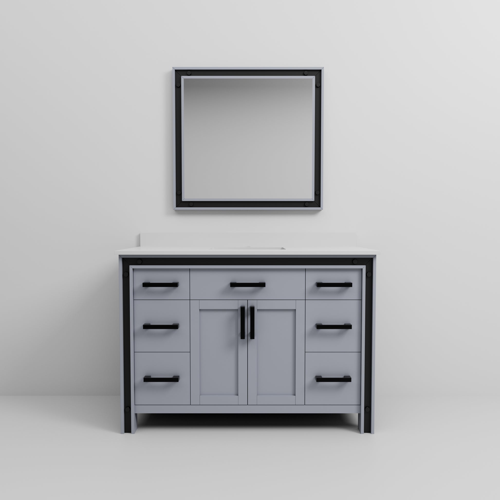 Dark Grey Wood Bathroom Vanity with Quartz Top for Bathroom Renovation