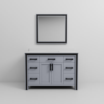 Dark Grey Wood Bathroom Vanity with Quartz Top for Bathroom Renovation