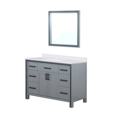 Dark Grey Bath Vanity - 48" W x 22" D with Marble Top & Mirror