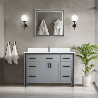 Dark Grey Bath Vanity 48 in. W x 22 in. D, Cultured Marble Top and 34 in. Mirror