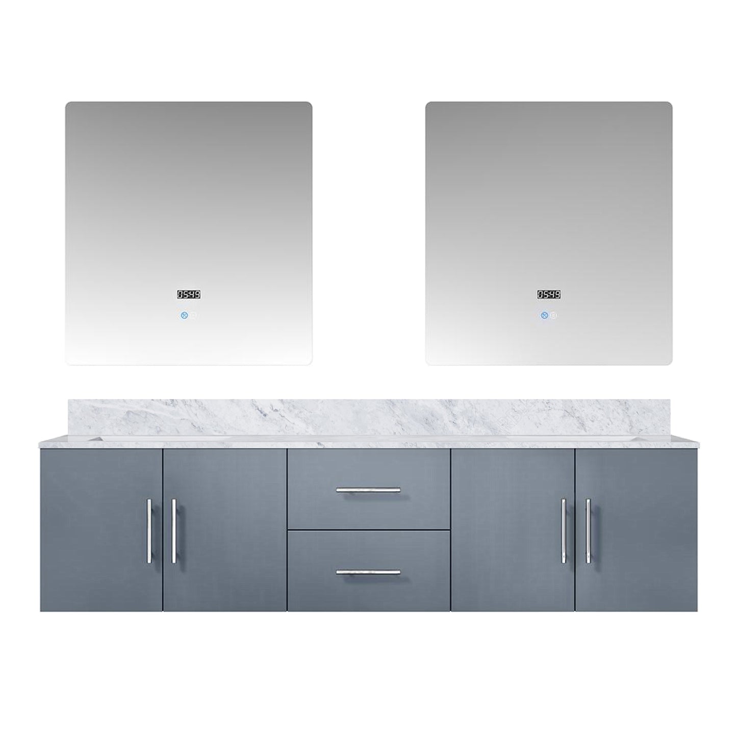 72 Inch Dark Grey Bathroom Vanity with Marble Top